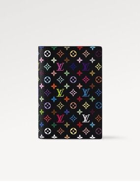 NIB Authentic Louis Vuitton Multicolor Murakami Monogram Passport Cover - Black